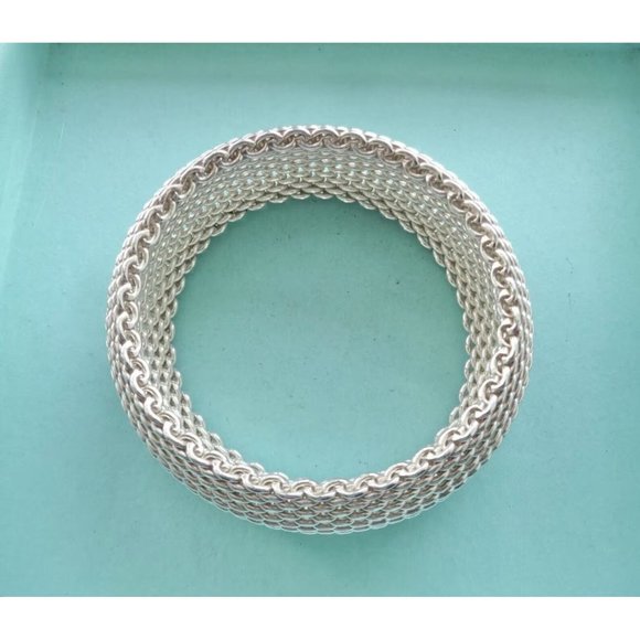 Tiffany Wide Somerset Bracelet Mesh Weave Flexible Bangle in Sterling Silver - Picture 4 of 5